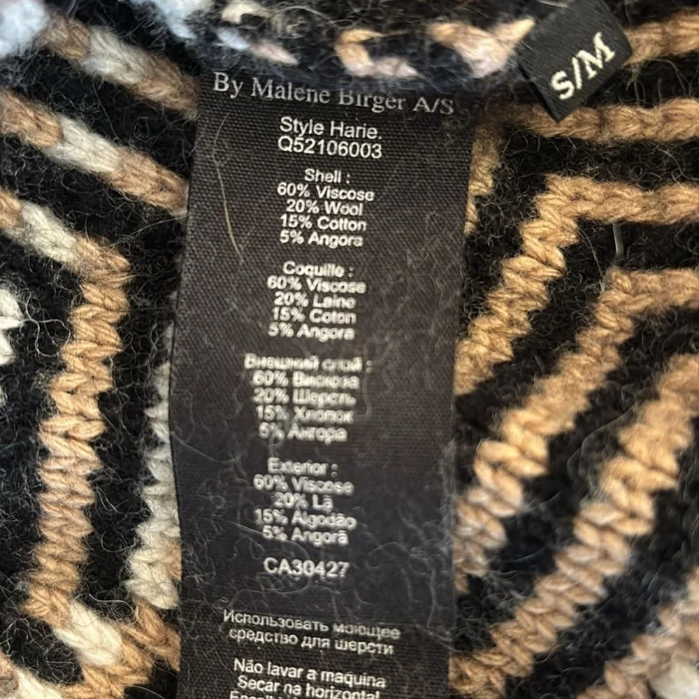 BY Malene Birger Printed Turtleneck‎ Black and Brown Patterned Sweater Size S/M